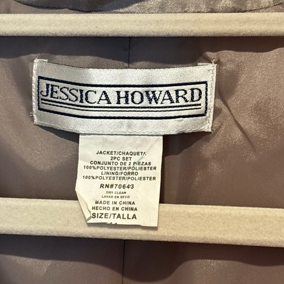 Jessica Howard Shiny Taupe Lace Dress w/Jacket Wedding Guest or Special Event - Picture 2 of 11